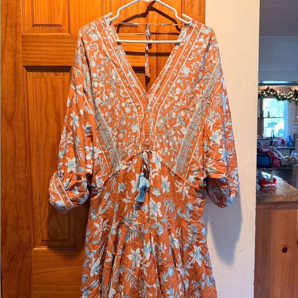 Baltic Born Orange and Blue Floral Backless Dress